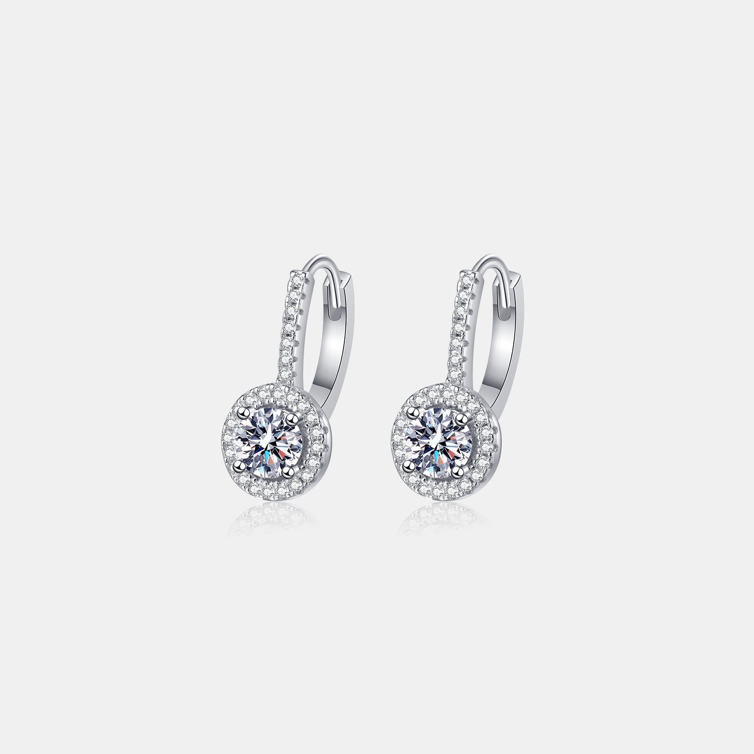 1 Ct Moissanite Halo Hooked Sterling Silver Earrings - 925 Sterling Silver- Claude Jewelry Moissanite - Shop claudejewelry.com