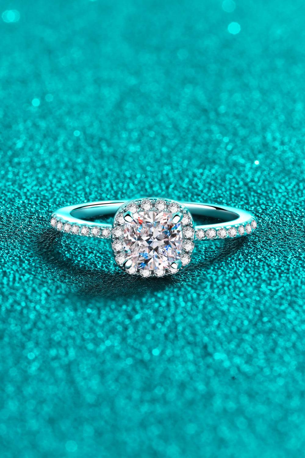 1 Ct Moissanite Halo Pave Ring - - Claude Jewelry Moissanite - Shop claudejewelry.com