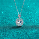 1 Ct Moissanite Halo Pendant Necklace - 925 Sterling Silver- Claude Jewelry Moissanite - Shop claudejewelry.com