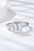 1 Ct Moissanite Halo Ring - Platinum Vermeil-5- Claude Jewelry Moissanite - Shop claudejewelry.com