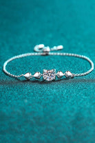 1 Ct Moissanite Heart Bracelet - Rhodium Vermeil- Claude Jewelry Moissanite - Shop claudejewelry.com