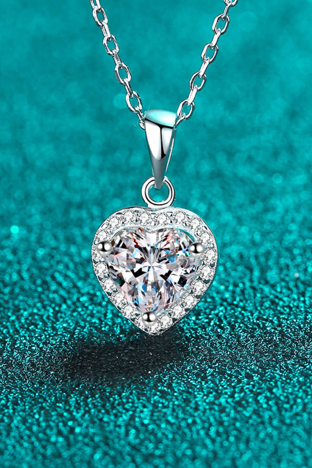 1 Ct Moissanite Heart Pendant Chain Necklace - Rhodium Vermeil- Claude Jewelry Moissanite - Shop claudejewelry.com