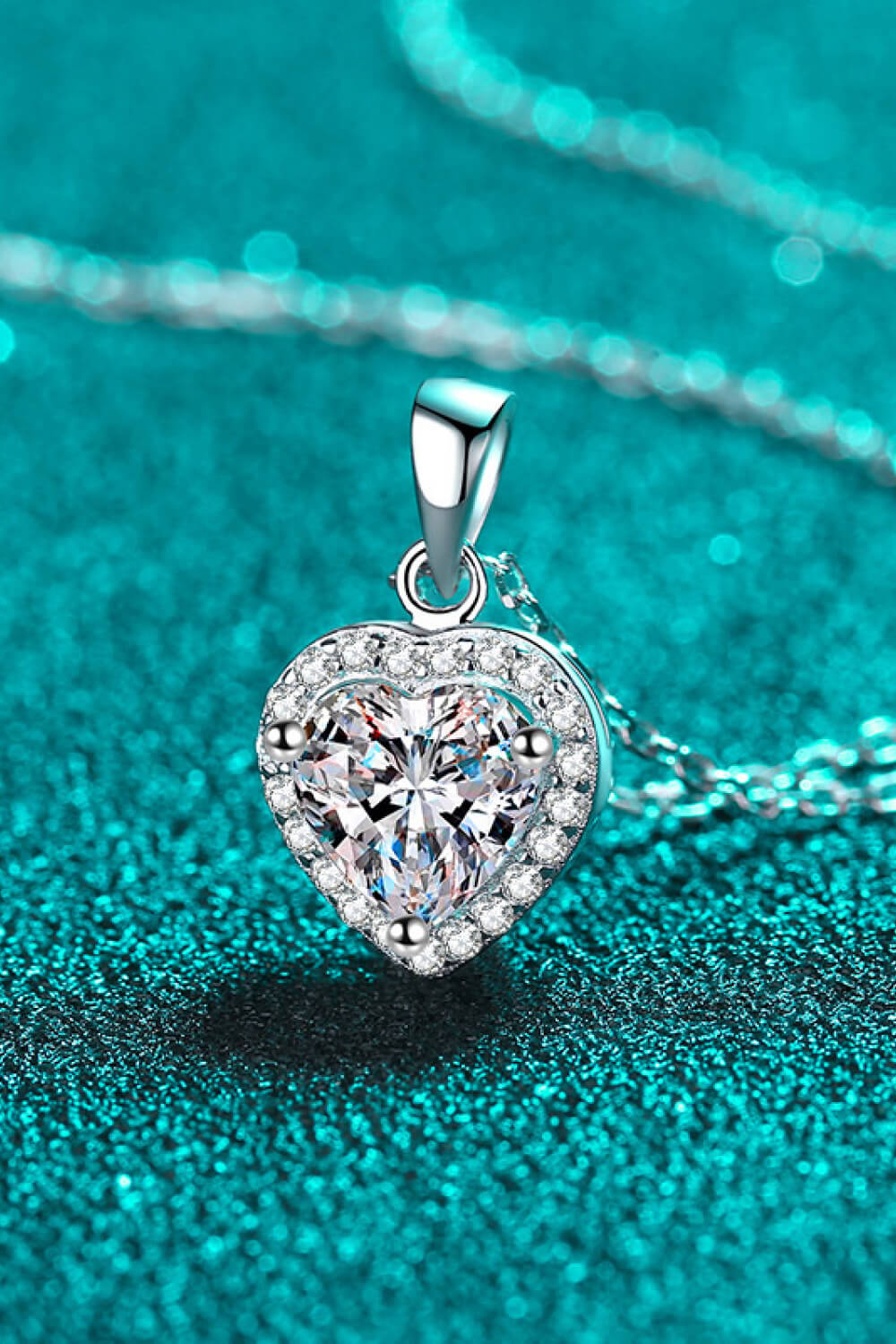 1 Ct Moissanite Heart Pendant Chain Necklace - Rhodium Vermeil- Claude Jewelry Moissanite - Shop claudejewelry.com