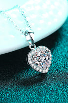 1 Ct Moissanite Heart Pendant Chain Necklace - Rhodium Vermeil- Claude Jewelry Moissanite - Shop claudejewelry.com