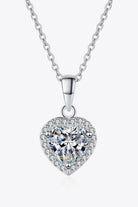 1 Ct Moissanite Heart Pendant Chain Necklace - Rhodium Vermeil- Claude Jewelry Moissanite - Shop claudejewelry.com