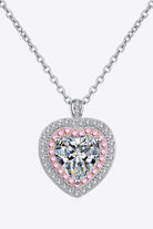 1 Ct Moissanite Heart Pink Halo Pendant Necklace - Rhodium Vermeil- Claude Jewelry Moissanite - Shop claudejewelry.com