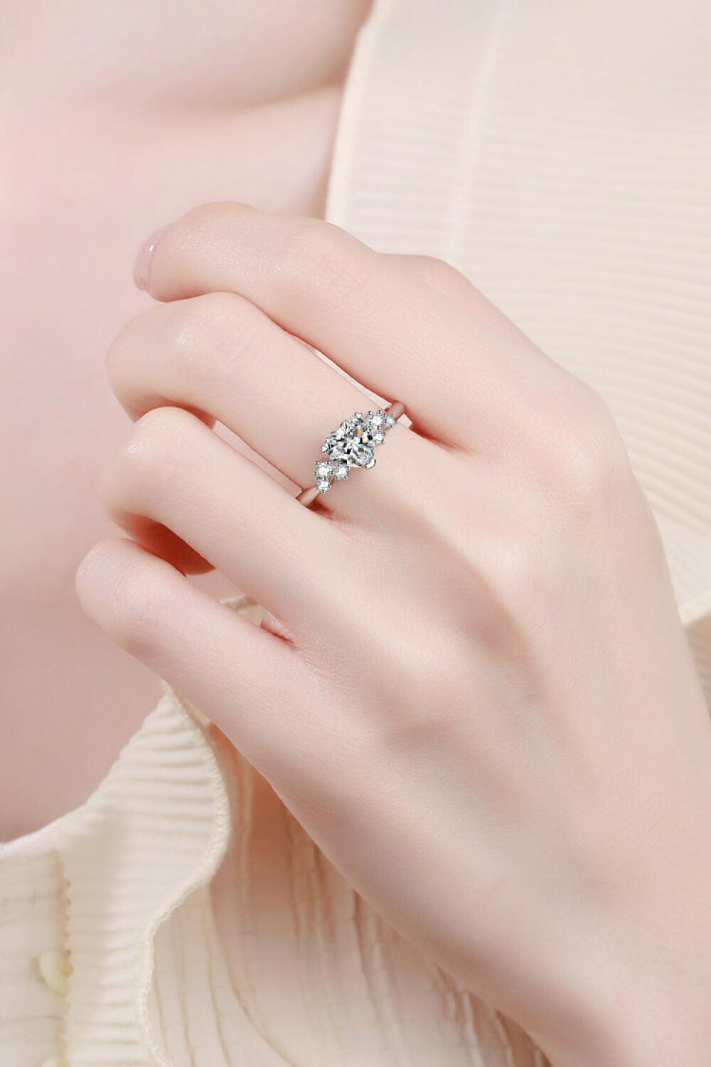 1 Ct Moissanite Heart Ring - - Claude Jewelry Moissanite - Shop claudejewelry.com