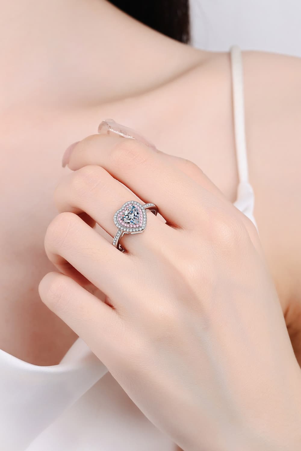 1 Ct Moissanite Heart Ring - - Claude Jewelry Moissanite - Shop claudejewelry.com