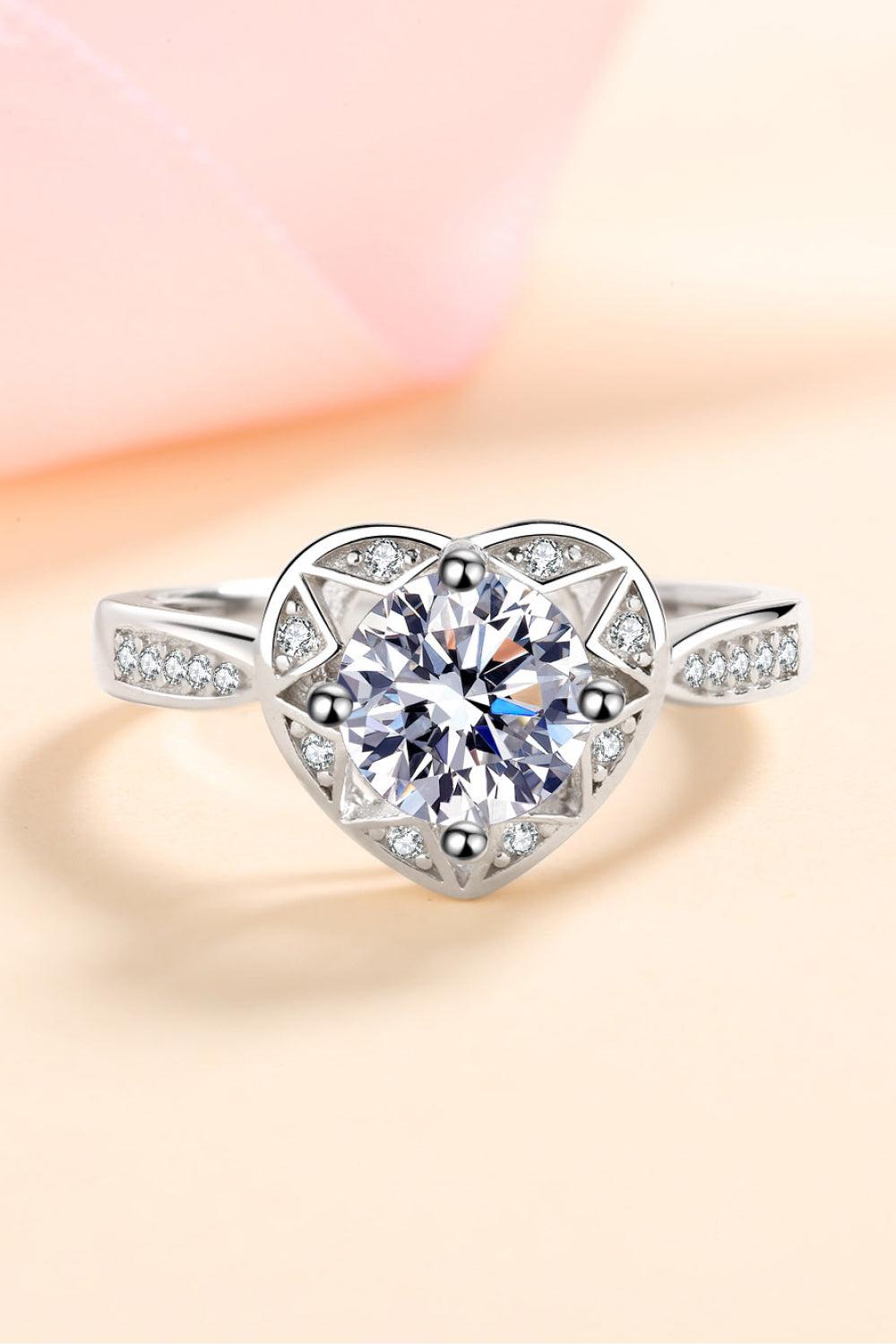 1 Ct Moissanite Heart Ring - - Claude Jewelry Moissanite - Shop claudejewelry.com