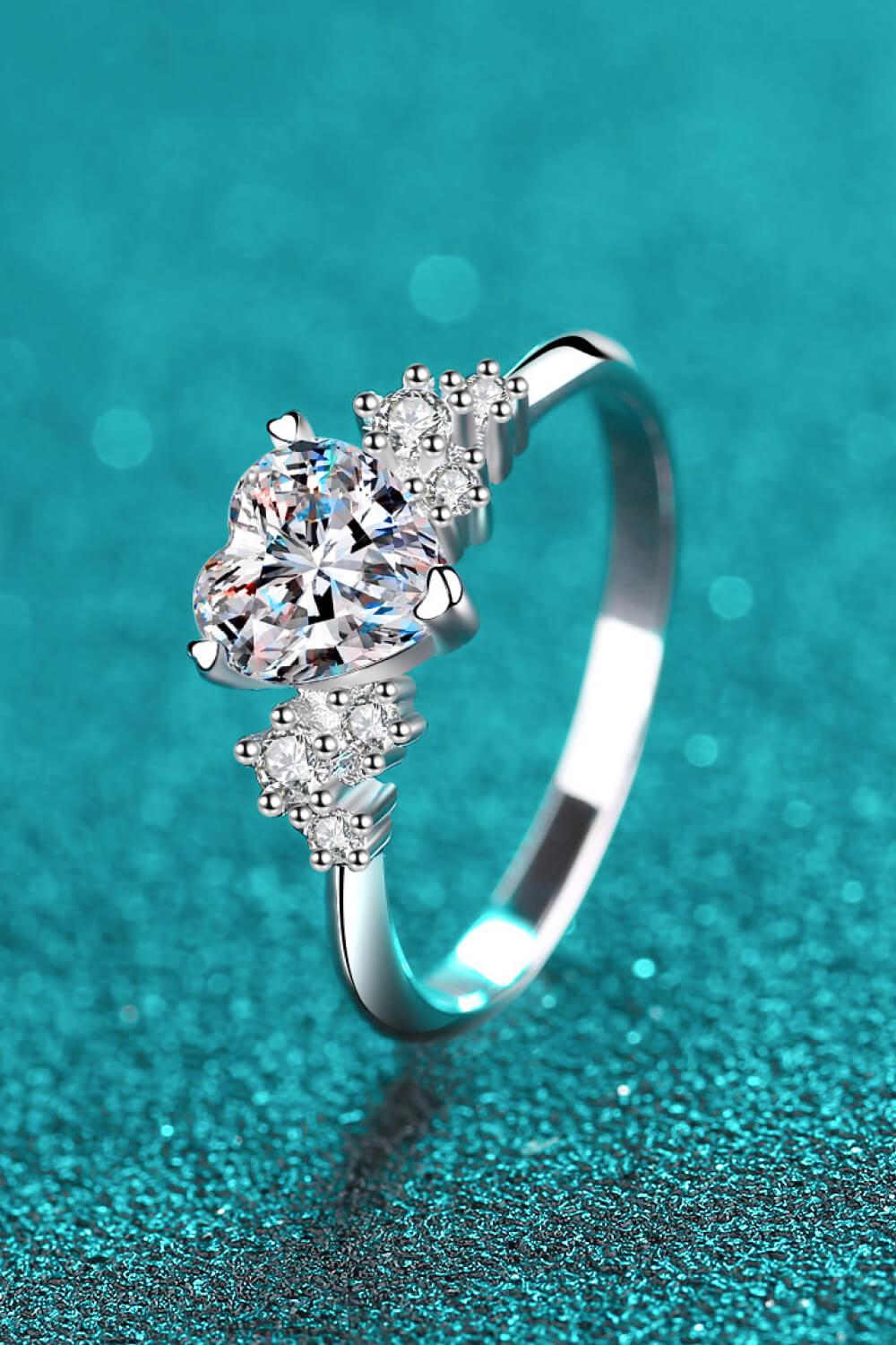 1 Ct Moissanite Heart Ring - - Claude Jewelry Moissanite - Shop claudejewelry.com