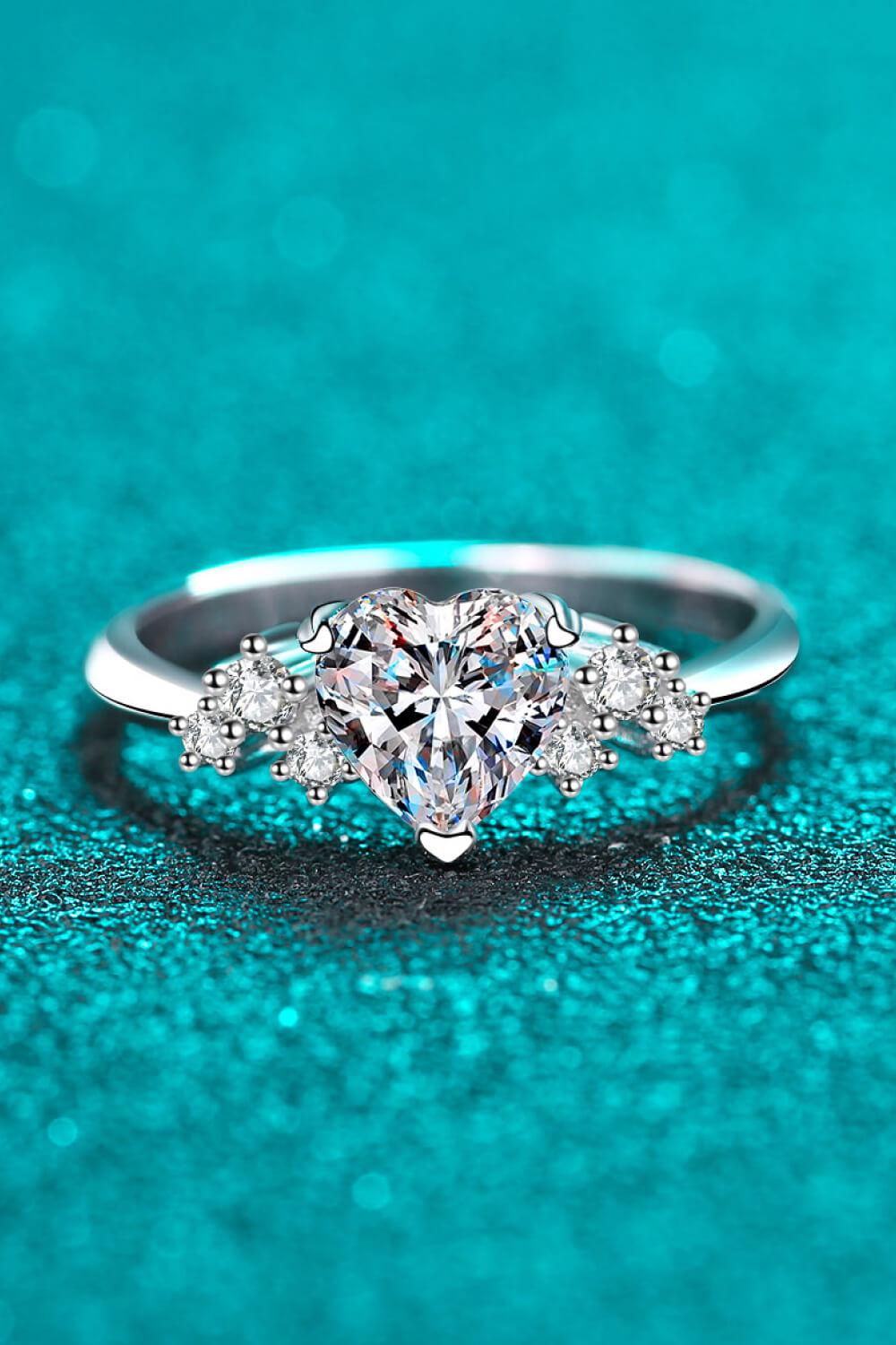 1 Ct Moissanite Heart Ring - - Claude Jewelry Moissanite - Shop claudejewelry.com