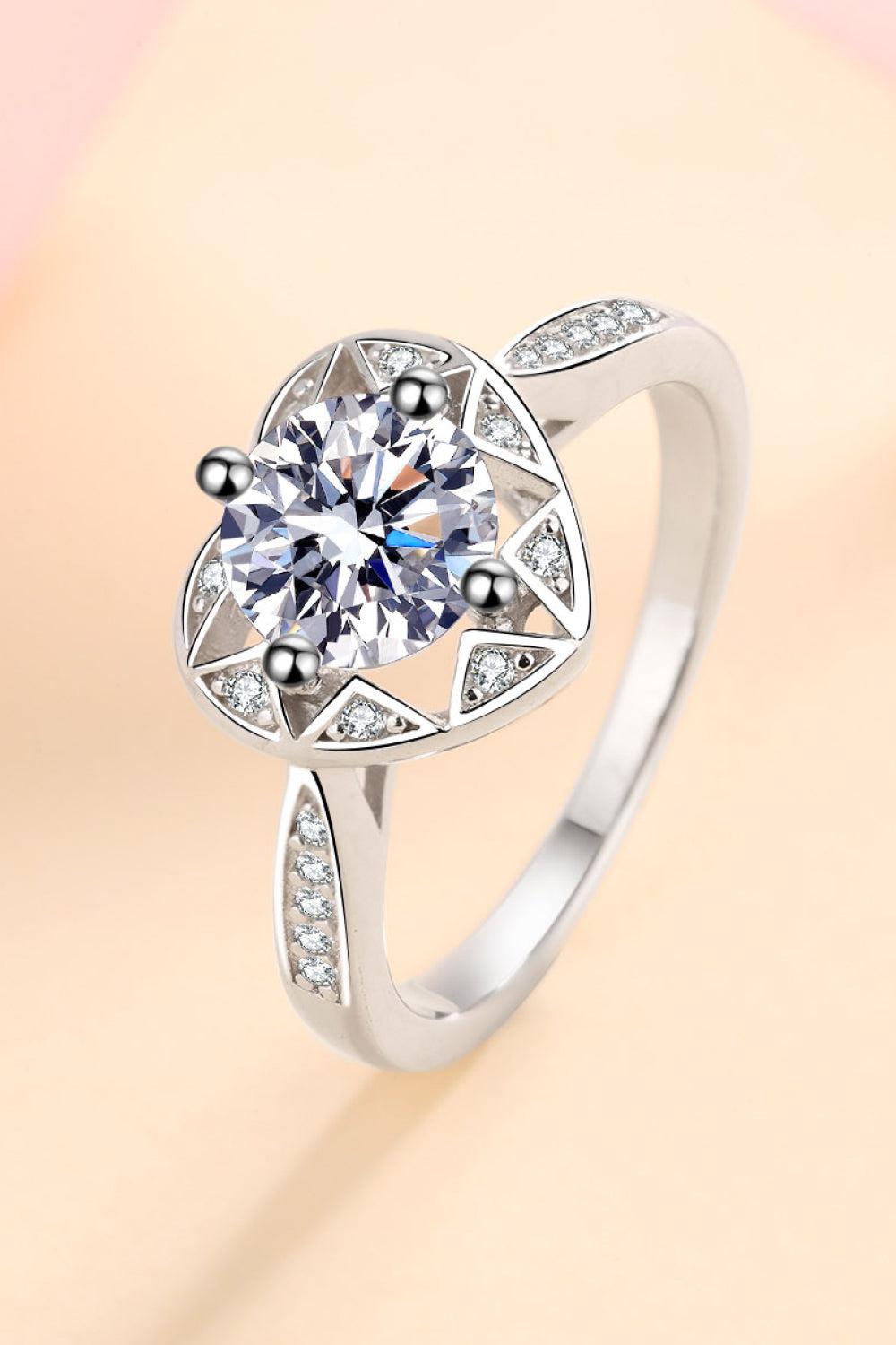 1 Ct Moissanite Heart Ring - - Claude Jewelry Moissanite - Shop claudejewelry.com