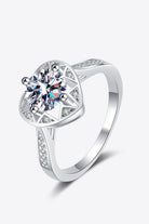 1 Ct Moissanite Heart Ring - Rhodium Vermeil-5- Claude Jewelry Moissanite - Shop claudejewelry.com