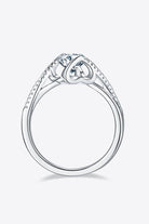 1 Ct Moissanite Heart Set Twisted Ring - Platinum Vermeil-4.5- Claude Jewelry Moissanite - Shop claudejewelry.com