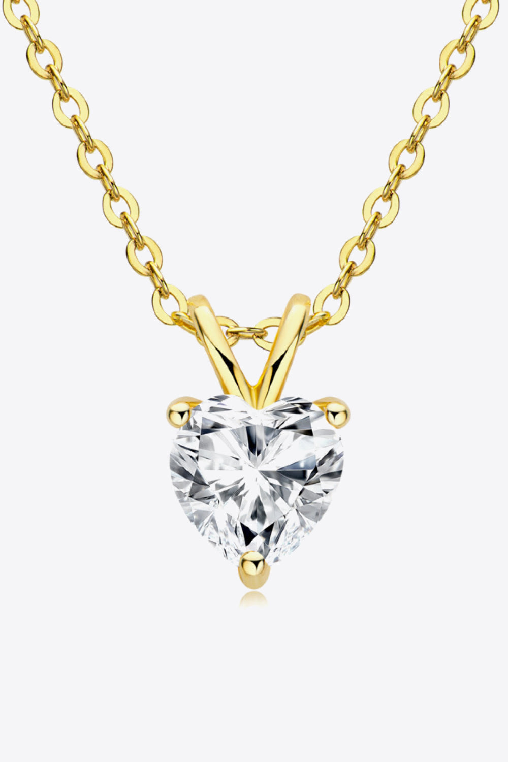 1 Ct Moissanite Heart-Shaped 3 Prong Pendant Necklace - 18k Gold Vermeil- Claude Jewelry Moissanite - Shop claudejewelry.com