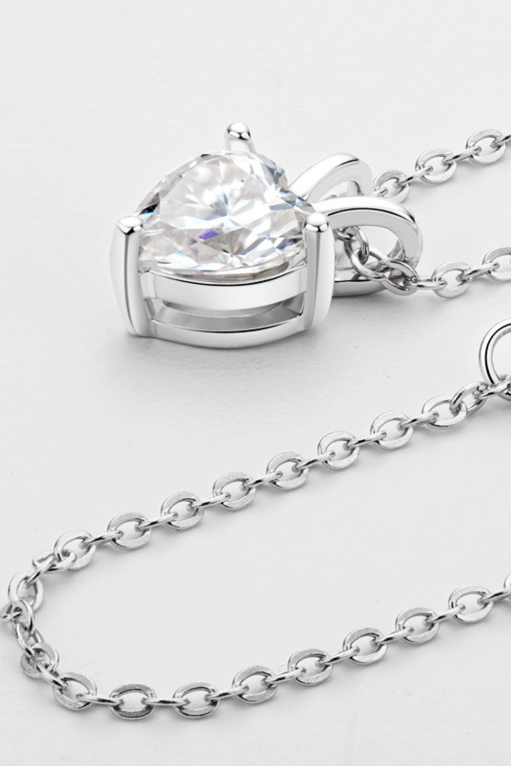 1 Ct Moissanite Heart-Shaped 3 Prong Pendant Necklace - - Claude Jewelry Moissanite - Shop claudejewelry.com