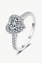 1 Ct Moissanite Heart-Shaped Ring - Rhodium Vermeil-4- Claude Jewelry Moissanite - Shop claudejewelry.com