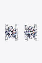 1 Ct Moissanite Hidden Horseshoes Stud Earrings - Rhodium Vermeil- Claude Jewelry Moissanite - Shop claudejewelry.com