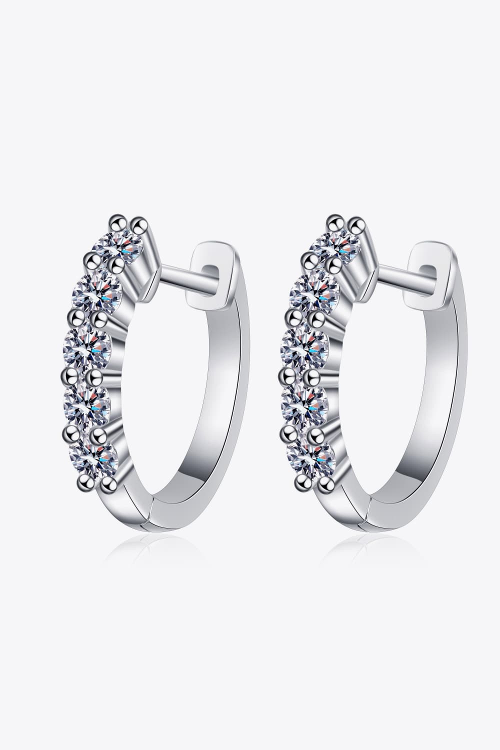 1 Ct Moissanite Hoop Earrings - Rhodium Vermeil- Claude Jewelry Moissanite - Shop claudejewelry.com