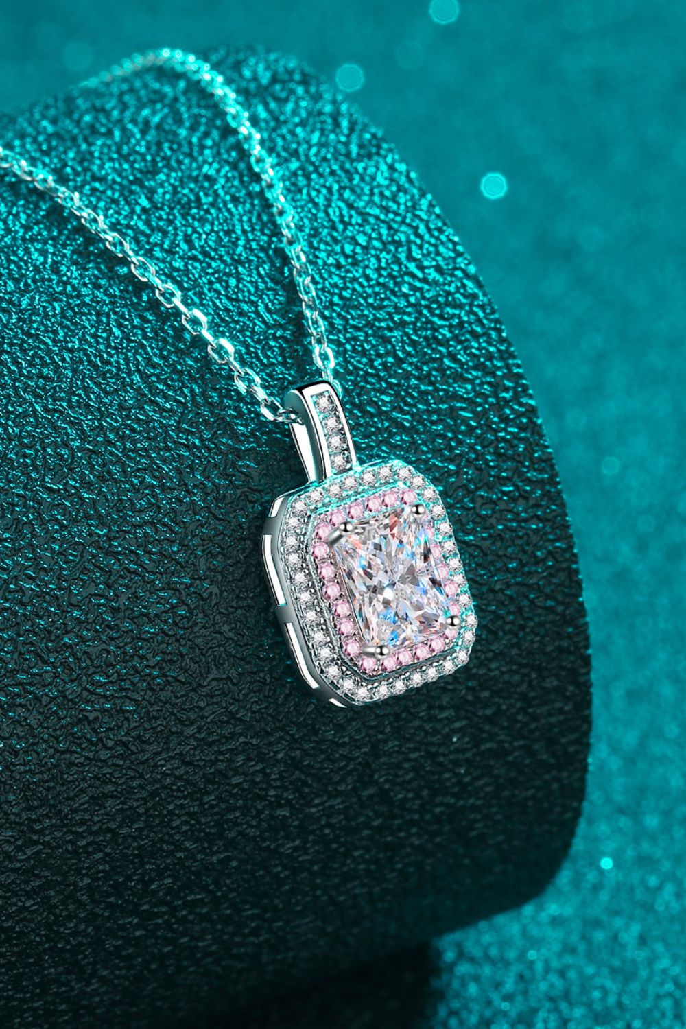 1 Ct Moissanite Pink Geometric Pendant Chain Necklace - Platinum Vermeil- Claude Jewelry Moissanite - Shop claudejewelry.com