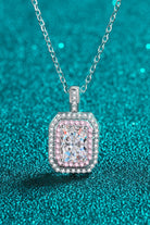 1 Ct Moissanite Pink Geometric Pendant Chain Necklace - Platinum Vermeil- Claude Jewelry Moissanite - Shop claudejewelry.com