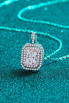 1 Ct Moissanite Pink Geometric Pendant Chain Necklace - Platinum Vermeil- Claude Jewelry Moissanite - Shop claudejewelry.com