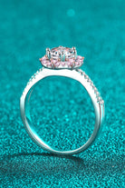 1 Ct Moissanite Pink Halo Flower Ring - - Claude Jewelry Moissanite - Shop claudejewelry.com