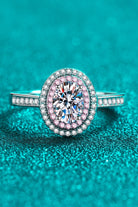 1 Ct Moissanite Pink Halo Rhodium Vermeil Ring - - Claude Jewelry Moissanite - Shop claudejewelry.com