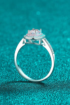 1 Ct Moissanite Pink Halo Rhodium Vermeil Ring - - Claude Jewelry Moissanite - Shop claudejewelry.com