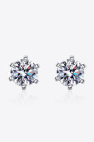 1 Ct Moissanite Rhodium Vermeil 6-Prong Stud Earrings - Rhodium Vermeil- Claude Jewelry Moissanite - Shop claudejewelry.com