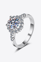 1 Ct Moissanite Rhodium Vermeil Halo Ring - Rhodium Vermeil-5- Claude Jewelry Moissanite - Shop claudejewelry.com