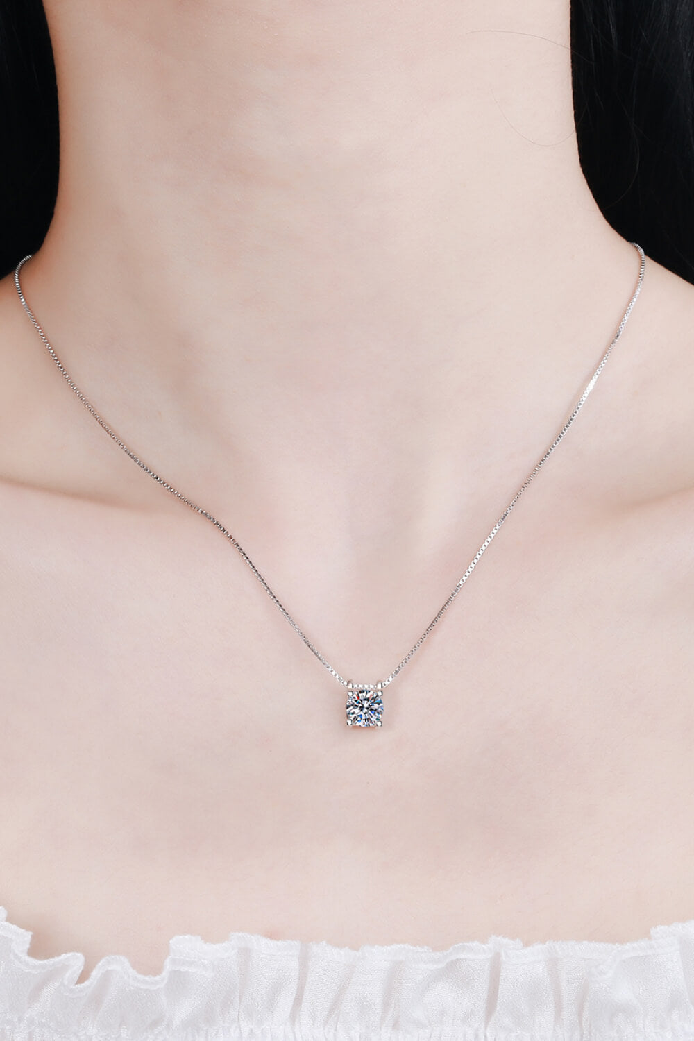 1 Ct Moissanite Rhodium Vermeil Hidden Heart Necklace - Rhodium Vermeil- Claude Jewelry Moissanite - Shop claudejewelry.com