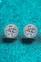 1 Ct Moissanite Rhodium Vermeil Round with Piping Stud Earrings - Rhodium Vermeil- Claude Jewelry Moissanite - Shop claudejewelry.com