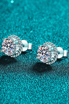 1 Ct Moissanite Rhodium Vermeil Round with Piping Stud Earrings - Rhodium Vermeil- Claude Jewelry Moissanite - Shop claudejewelry.com