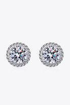 1 Ct Moissanite Rhodium Vermeil Round with Piping Stud Earrings - Rhodium Vermeil- Claude Jewelry Moissanite - Shop claudejewelry.com