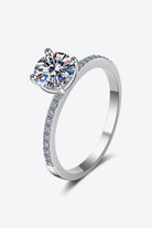 1 Ct Moissanite Rhodium Vermeil Side Stone Ring - Rhodium Vermeil-5- Claude Jewelry Moissanite - Shop claudejewelry.com