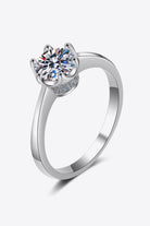 1 Ct Moissanite Rhodium Vermeil Solitaire Ring - Rhodium Vermeil-5- Claude Jewelry Moissanite - Shop claudejewelry.com