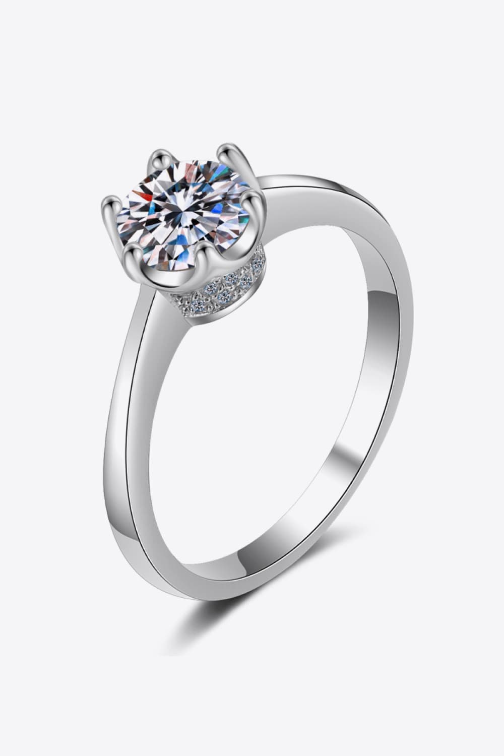 1 Ct Moissanite Rhodium Vermeil Solitaire Ring - - Claude Jewelry Moissanite - Shop claudejewelry.com