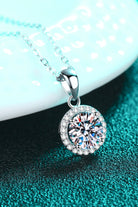 1 Ct Moissanite Round Pendant Chain Necklace - Rhodium Vermeil- Claude Jewelry Moissanite - Shop claudejewelry.com