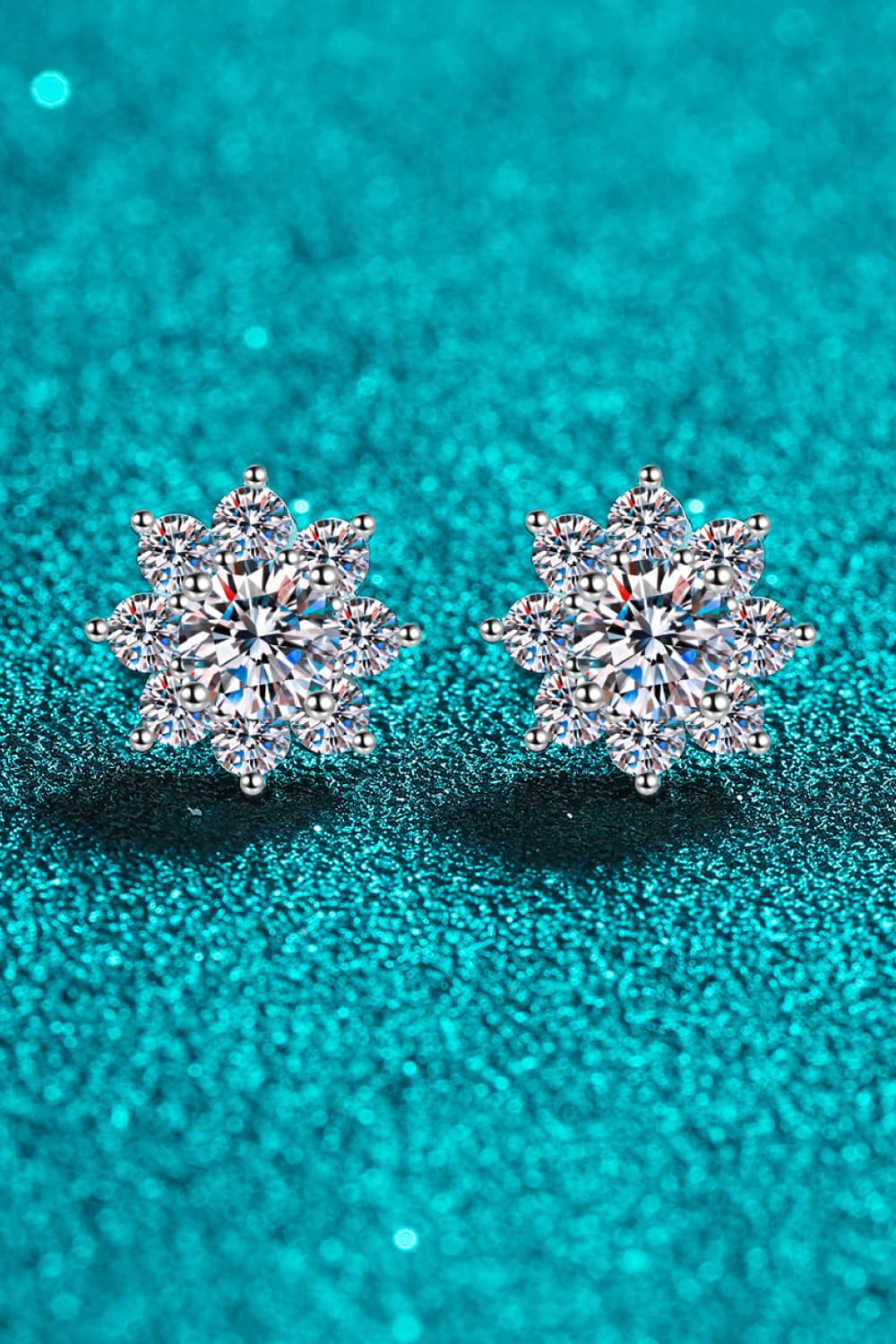 1 Ct Moissanite Snowflake Stud Earrings - Rhodium Vermeil- Claude Jewelry Moissanite - Shop claudejewelry.com