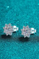 1 Ct Moissanite Snowflake Stud Earrings - Rhodium Vermeil- Claude Jewelry Moissanite - Shop claudejewelry.com