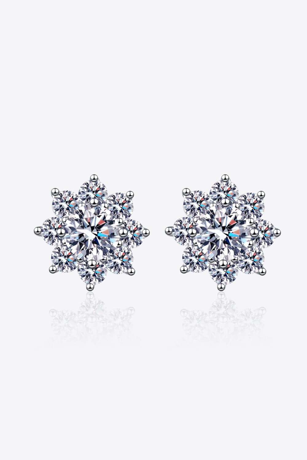 1 Ct Moissanite Snowflake Stud Earrings - Rhodium Vermeil- Claude Jewelry Moissanite - Shop claudejewelry.com