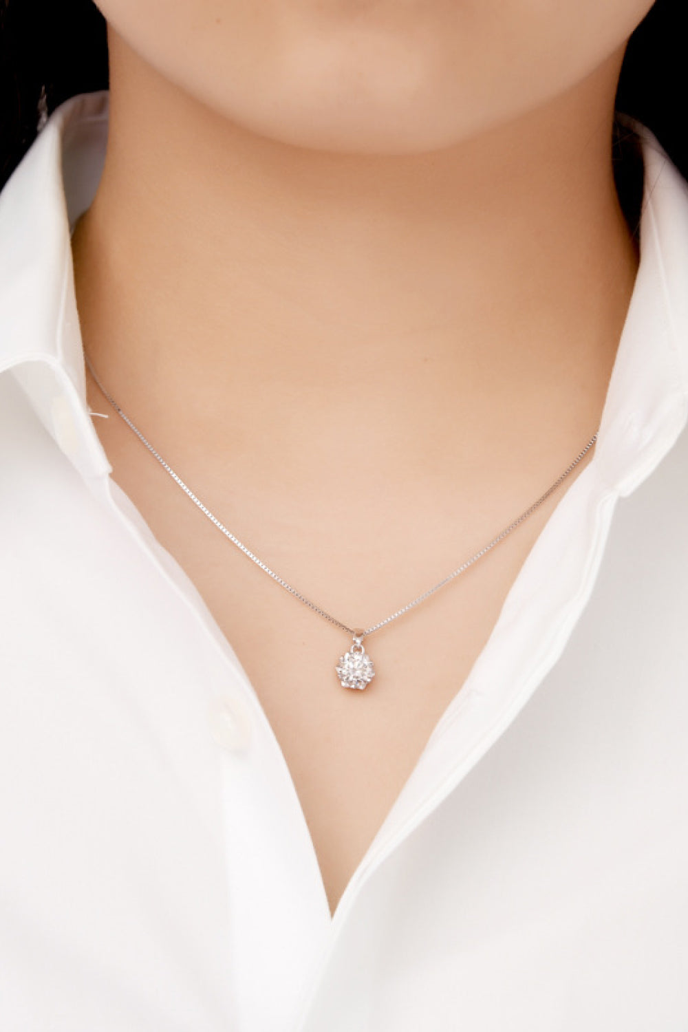 1 Ct Moissanite Sparkle Solitaire Pendant Necklace - Platinum Vermeil- Claude Jewelry Moissanite - Shop claudejewelry.com