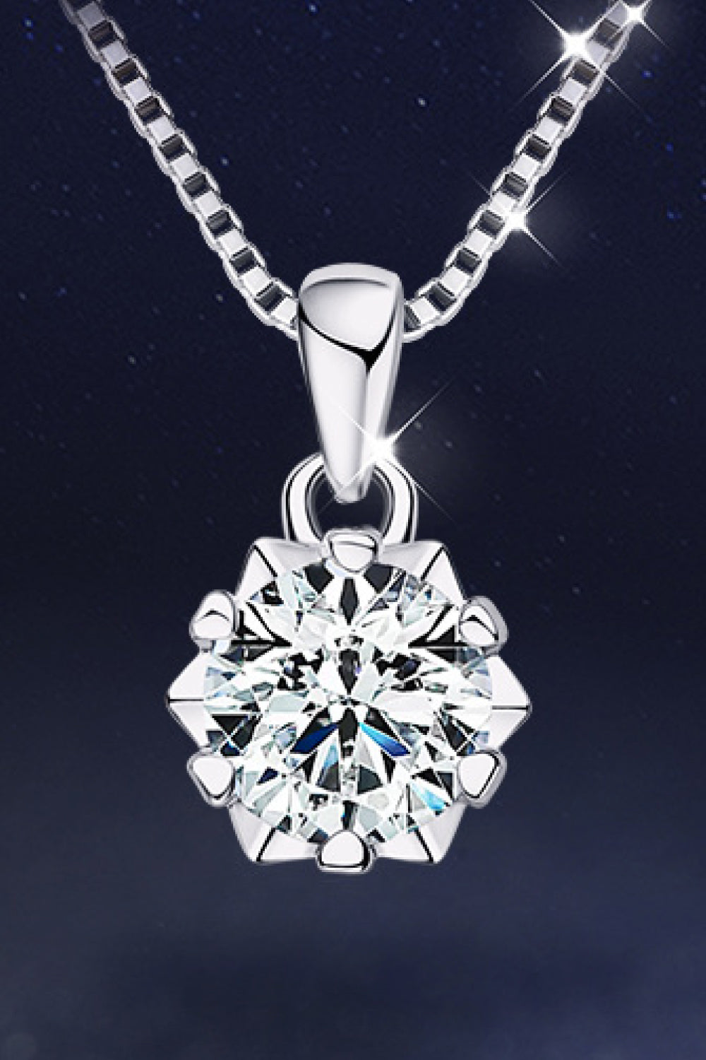 1 Ct Moissanite Sparkle Solitaire Pendant Necklace - Platinum Vermeil- Claude Jewelry Moissanite - Shop claudejewelry.com