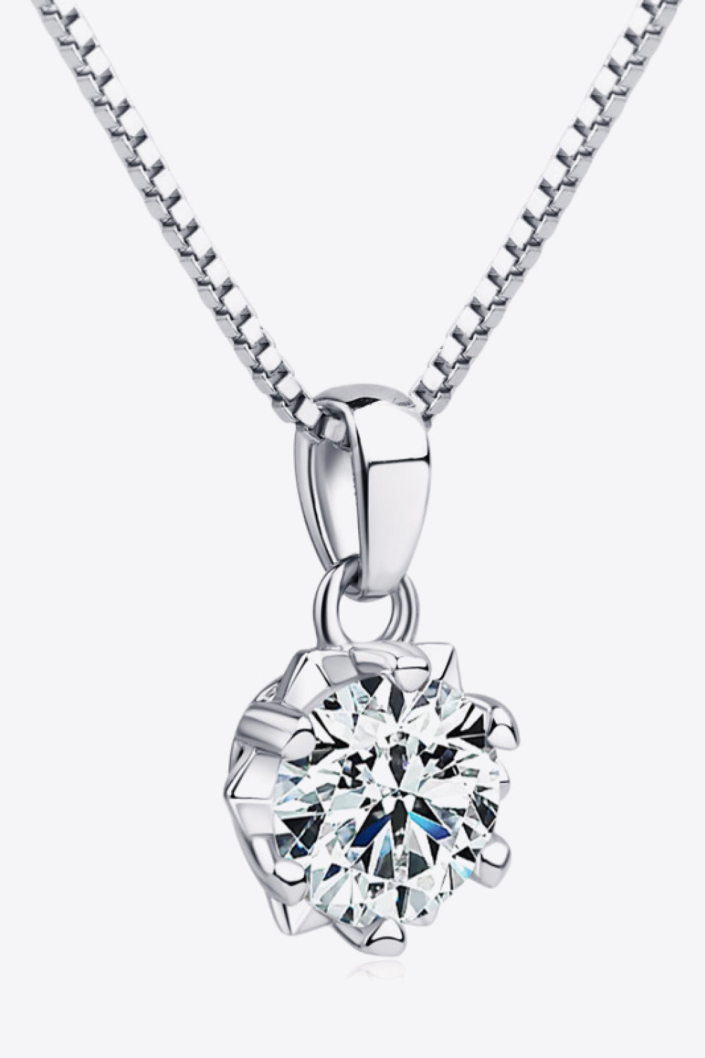 1 Ct Moissanite Sparkle Solitaire Pendant Necklace - Platinum Vermeil- Claude Jewelry Moissanite - Shop claudejewelry.com