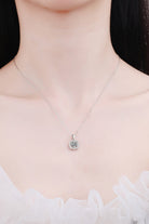 1 Ct Moissanite Square Halo Pendant Chain Necklace - Rhodium Vermeil- Claude Jewelry Moissanite - Shop claudejewelry.com