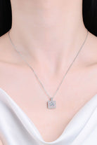 1 Ct Moissanite Square Pink Pendant Chain Necklace - Platinum Vermeil- Claude Jewelry Moissanite - Shop claudejewelry.com