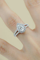 1 Ct Moissanite Teardrop Split Shank Ring - - Claude Jewelry Moissanite - Shop claudejewelry.com