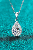 1 Ct Moissanite Teardrop Stone Pendant Necklace - Rhodium Vermeil- Claude Jewelry Moissanite - Shop claudejewelry.com