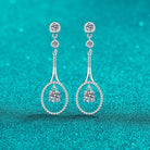 1 Ct Moissanite Tennis Racket Drop Earrings - 925 Sterling Silver- Claude Jewelry Moissanite - Shop claudejewelry.com